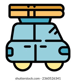 Surfer bus icon outline vector. Water ski. Beach sport color flat
