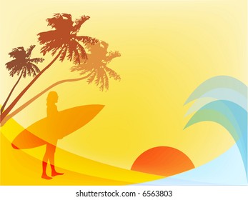 Surfer by the water