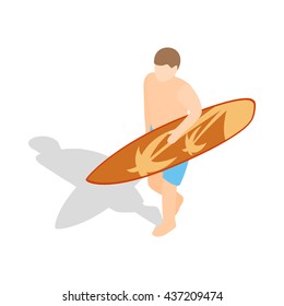 Surfer carries his surfboard icon