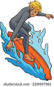 Surfer Cartoon Colored Clipart Illustration