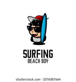 surfer cartoon illustration vector, can be used for icons, logos, stickers and t-shirts