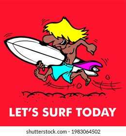 SURFER CARTOON VECTOR ART TEEN