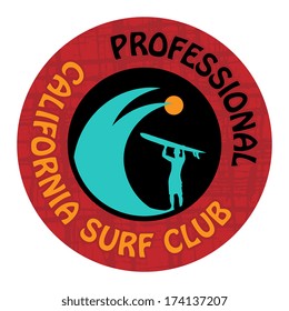 Surfer club sign, vector illustration