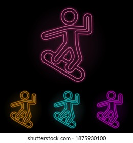 surfer color neon set. Simple thin line, outline vector of web icons for ui and ux, website or mobile application