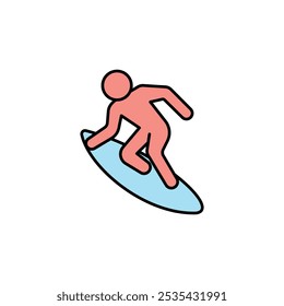 Surfer colored vector icon on white background