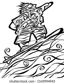 Surfer coloring page