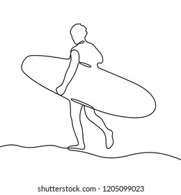 Surfer continuous line illustration