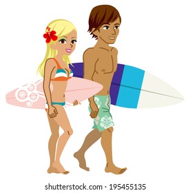 Surfer couple, Isolated