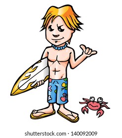 surfer with crab 
