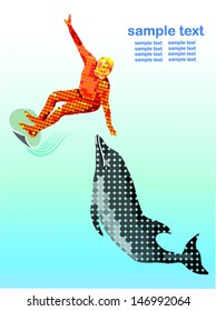 surfer and dolphin,sport background