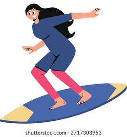 Surfer flat multi color illustration