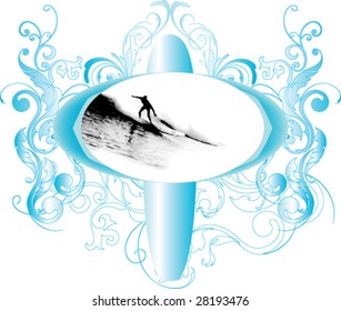 surfer flower background vector in blue