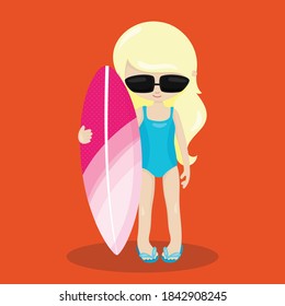 surfer girl design vector illustration