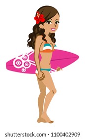 Surfer girl -Long brunette hair