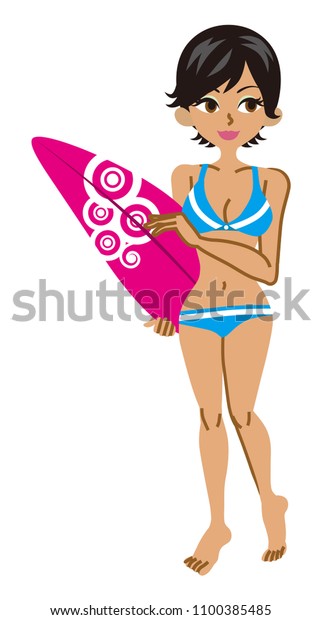 Surfer Girl Short Hair Stock Vector Royalty Free 1100385485