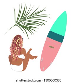 Surfer girl vector isolated
