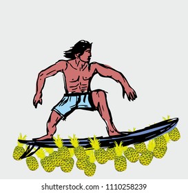 surfer graphic design vector art