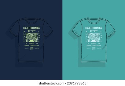 Surfer Graphic T shirt Navy Turquiose