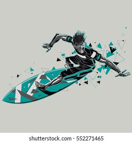 Surfer with a graphic trail