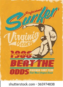 Surfer graphic. t-shirt typography design