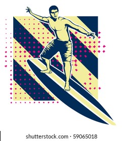 surfer with grunge background