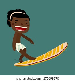 surfer guy character. vacation.  vector illustration