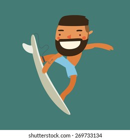 Surfer Guy. Vector Character