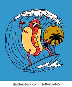 
Surfer hot dog on the beach