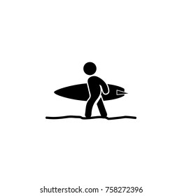 surfer icon. Beach holidays simple icon. Travel element icon. Premium quality graphic design. Signs, outline symbols collection icon for websites, web design on white background