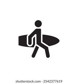 Surfer icon Black and white outline vector