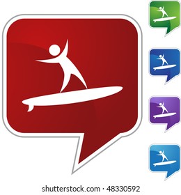 Surfer icon button symbol isolated on a background.