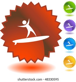 Surfer icon button symbol isolated on a background.