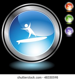 Surfer icon button symbol isolated on a background.