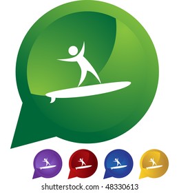 Surfer icon button symbol isolated on a background.