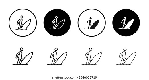 Surfer icon Flat art illustration in outline