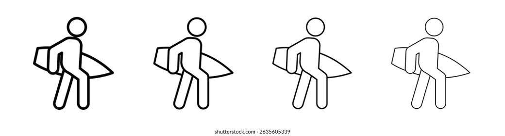 Ícone de surfista Sinal de ilustração plana