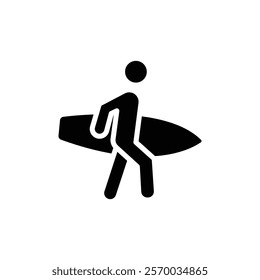 Surfer icon Flat simple outline set