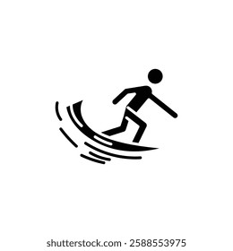 Surfer icon Flat vector set outline