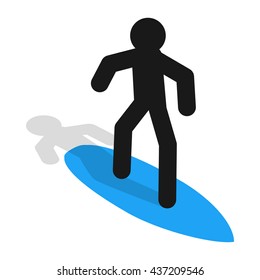 Surfer icon in isometric 3d style
