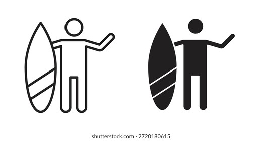 Surfer-Symbol im Liniendesign. Einfacher Symbolvektor