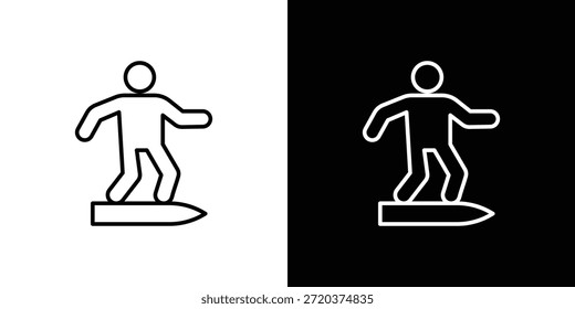 Surfer-Symbol. Minimalistisches Vektordesign Bearbeitbarer Strich. EPS10