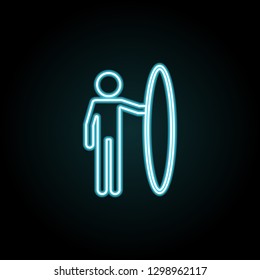 surfer icon in neon style. Simple thin line, outline vector of Summer icons for UI and UX, website or mobile application