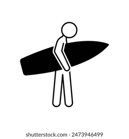 Surfer icon on white background. Eps 10.