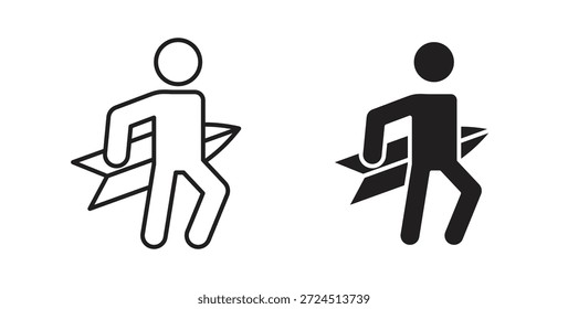 Icono de surfista en elemento de logotipo abstracto de Diseño gráfico moderno de tendencia plana simple