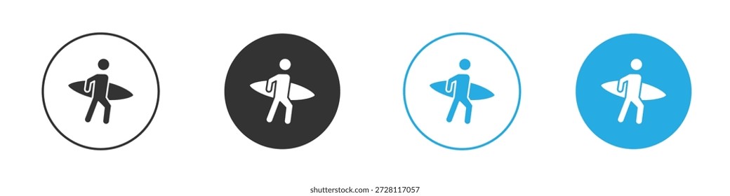 Icono de surfista. ilustración simple diseño gráfico negro doodle