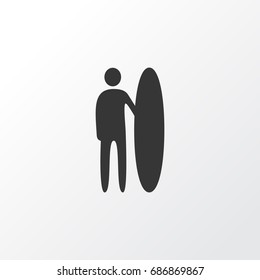 Surfer Icon Symbol. Premium Quality Isolated Surf-Board Element In Trendy Style.