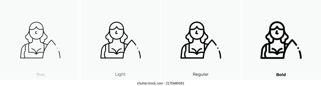 surfer icon. Thin, Light Regular And Bold style design isolated on white background