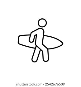 Surfer icon Thin line art isolated