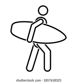 Surfer icon in trendy outline style design. Vector illustration isolated on white background.