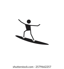 Surfer icon Vector flat thin line illustration